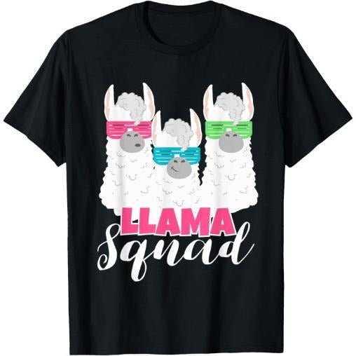 Cute Llama Squad Shirt Retro 80s Style Tshirt Gift T-Shirt Made in USA
