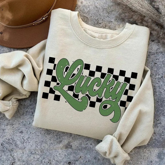 Cute Lucky Sweatshirt Womens Shamrock Shirt St Patricks Day Sweatshirt St Pattys Day Outfit St Patricks Day Gift Irish Lucky Day Shirt