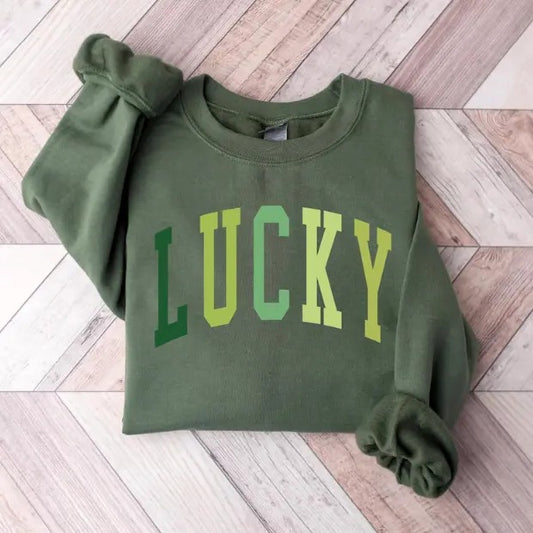 Cute Lucky Sweatshirt, Funny St Patrick's Day Crewneck, Irish Gift for Her, Women's St Patricks Day Outfit