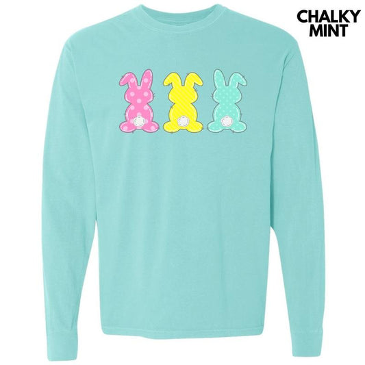 Cute Pattern Bunny Trio Long Sleeve Comfort Colors T-Shirt 'NLB'
