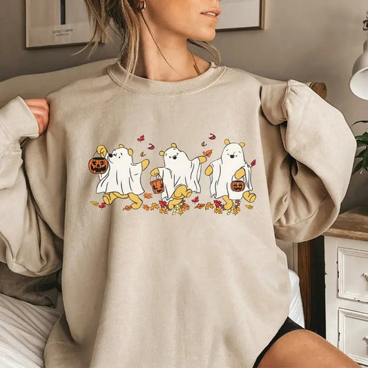Cute Pooh Ghost Shirt, Retro Spooky Season Shirt, Halloween Nightmare T-shirt, The Pooh And Pumpkin T-shirt, 90s Film Shirt