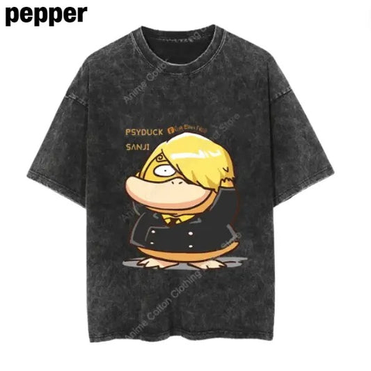 Cute Psyduck Sanji Vintage Tee, Psyduck Shirt, Psyduck Merch, Anime Pokemon Shirt, Pokemon Merch, Manga Shirt, Pokemon for fan, Gift for him, Gift for her Menswear Top Underwear Tshirt Streetwear Tropical T-Shirt Shortsleeve Crewneck