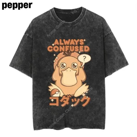 Cute Psyduck V1 Vintage Tee, Psyduck Shirt, Psyduck Merch, Anime Pokemon Shirt, Pokemon Merch, Manga Shirt, Pokemon for fan, Gift for him, Gift for her Menswear Top Underwear Tshirt Streetwear Tropical T-Shirt Shortsleeve Crewneck