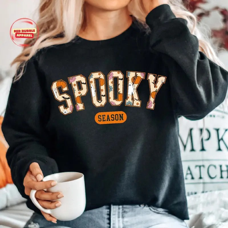 Cute Spooky Season Sweatshirt,Halloween Sweatshirt, Womens Halloween Sweatshirt, Cute Fall Sweater, Gift For Halloween