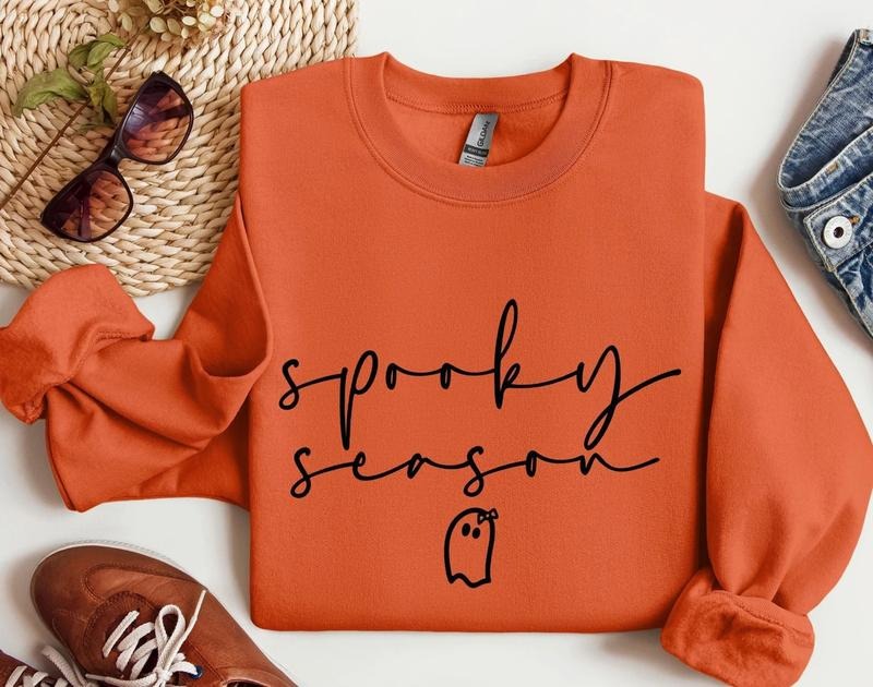 Cute Spooky Season Sweatshirt,Halloween Sweatshirt, Womens Halloween Sweatshirt, Cute Fall Sweater, Gift For Halloween, Spooky Season Shirt For Men and Women