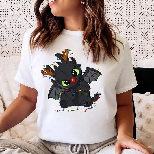 Cute Toothless Christmas Lights Shirt, How To Train Your Dragon Xmas Shirt, Disneyland Christmas Family Matching Cotton Crewneck
