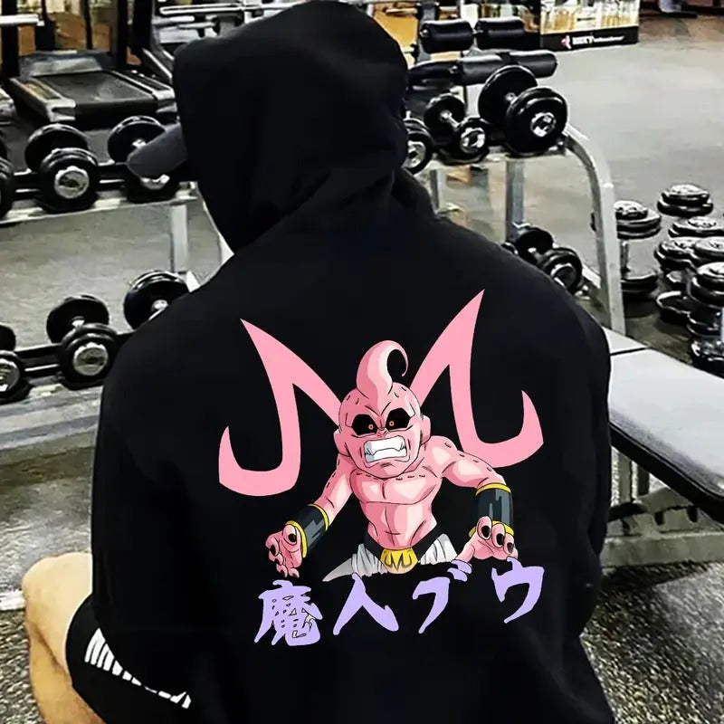 Cute Unisex Majin Buu Graphic Print Hoodie, Casual Dragon Ball Hoodie, Manga Hoodie For Men, Best Anime Hoodie, Gift For Anime Lovers, Anime Printed Shirt, DB Gift For Fans, Gift For Him, Gift For Her Tops