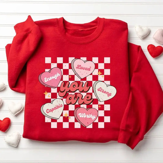 Cute Valentine Sweatshirt, Retro Heart Sweatshirt, Women's Valentines Day Sweatshirt, Love Valentine Sweatshirt