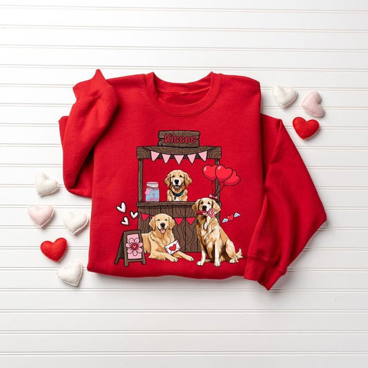 Cute Valentines Sweatshirt, Golden Retriever Valentines Day, Valentines Day Gift, Dog Valentine Day Shirt, Valentines Sweatshirt, Gifts For Her, Long Sleeve Crewneck Shirt, Valentine's Day Gifts, Gifts For Valentines Day Vday Fit Unisex