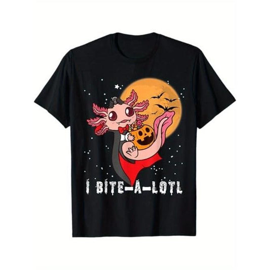 Cute Vampire I Bite-A-Lotl Halloween Axolotl T-Shirt, Halloween Thanksgiving Christmas Gift for Men Dad Mom Friends Made in USA
