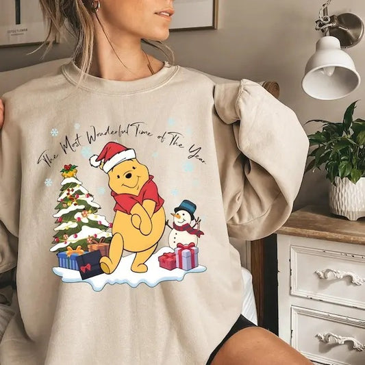 Cute Winnie Christmas Sweatshirt, Retro Winnie Cozy Crewneck Holiday Sweater, Xmas Winnie Shirt, Cute Women Christmas Gift, Girly Holiday