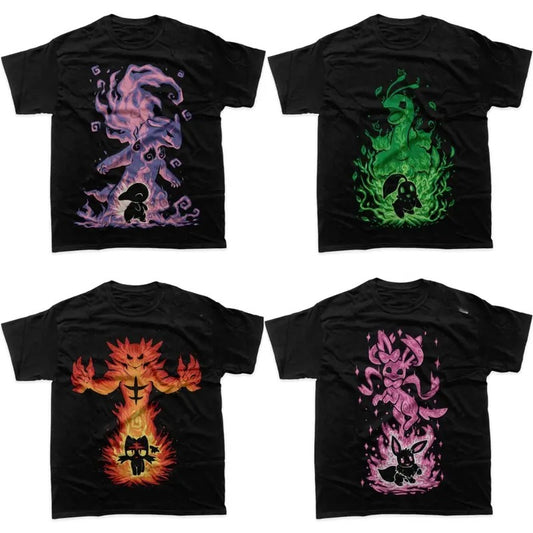Cyndaquil - Chikorita - Litten - Sylveon - T-shirt - Pokemon T-Shirt - Anime Shirt - Gift For Boyfriends - For Fan - Husban - Man - Unisex Pokemon Shirt Menswear Womenswear Streetwear
