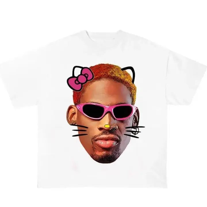 D.Rodman Pink Kitty T Shirt Size S-4XL