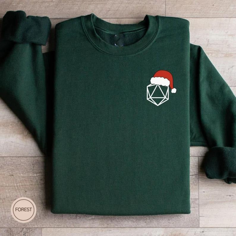 D20 DND Christmas Shirt, DND Sweatshirt, Dungeon Master, DnD Gift, Dungeons and Dragons Dm Gift, Role Playing Games, DnD Accessories Nerdy TTRPG, Dungeons and Dragons Sweatshirt, D20 Christmas