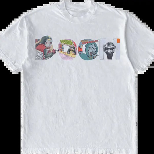 DOOM Text Album T-Shirt Graphic Vintage Tee 100% Cotton For Men For Women Menswear Soft