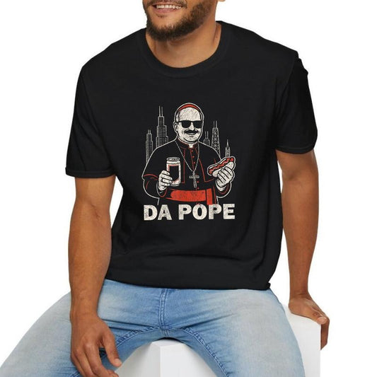 Da Pope From America Shirt Casual Style Crew Neck Short Sleeve T-Shirt Tops Trendy for Unisex, Perfect Gift