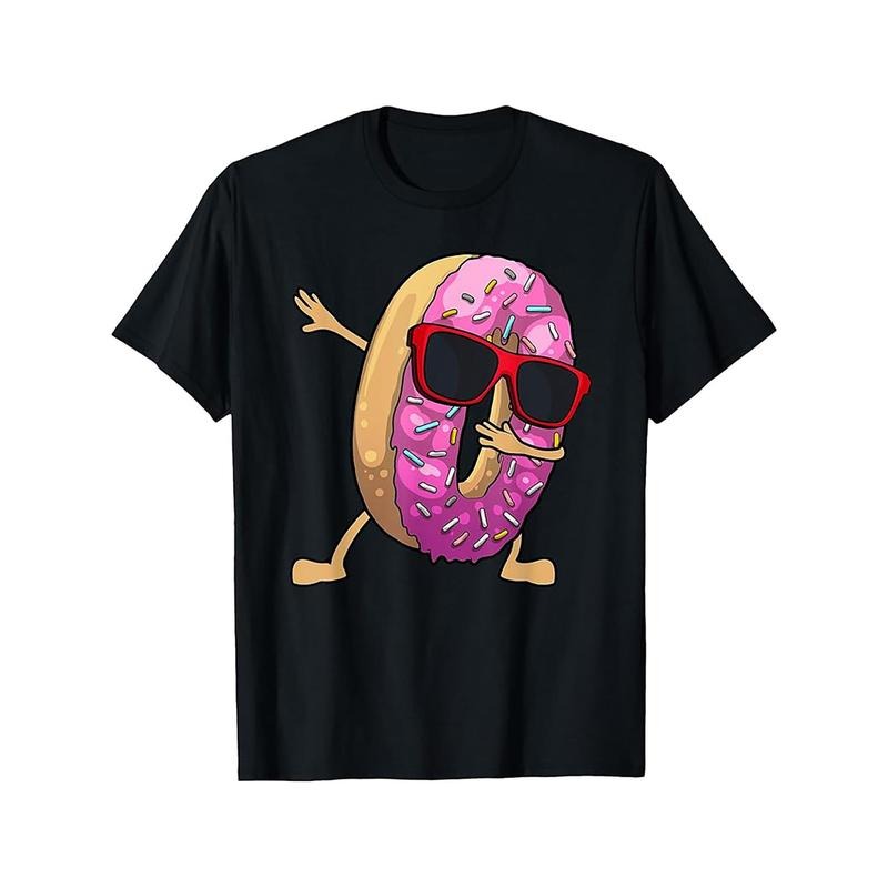 Dabbing Donut Graphic Tee for Men & Women - Soft Cotton, Casual Round Neck T-Shirt with Unique Doughnut Print made in usa