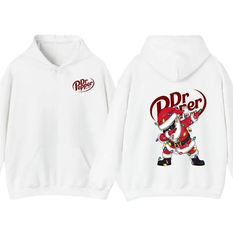 Dabbing Santa Claus With Dr. Pepper 2 Sided Hoodie T-shirt, Unisex Hoodie Warm And Comfortable Christmas Gift Tee, Trendy Hoodie
