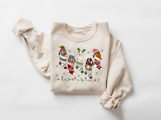 Dachshund Christmas Sweatshirt, Christmas Dog Tshirt, Xmas Dachshund Sweater, Christmas Gift For Dachshund Mom, Dog Lover Christmas Tshirt