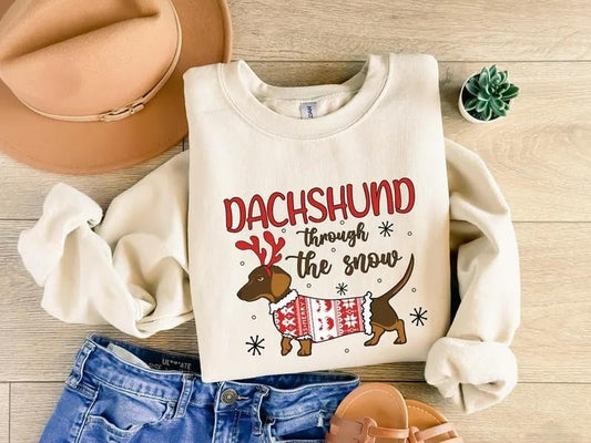 Dachshund Christmas Sweatshirt, Dachshund Christmas Shirt, Dog Lover Gift, Dachshund New Year Shirt, Christmas Crewneck, Dachshund Mom Shirtstyle{n002}2