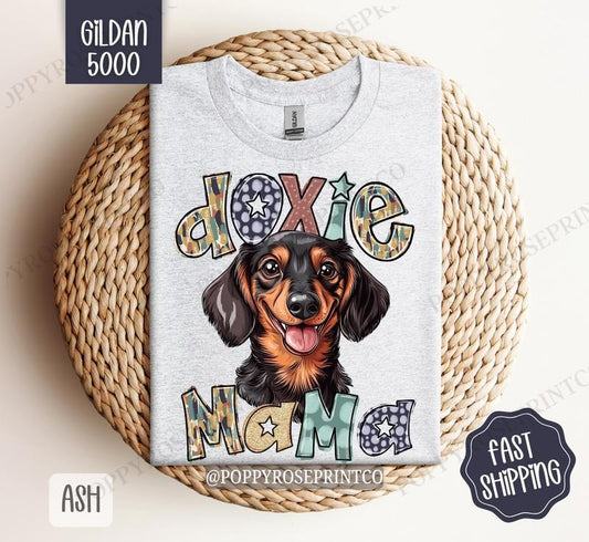 Dachshund Mama Shirt Gildan, Dog Mom Women's Tee, Cute Doxie Women's Tshirt Plus Sizes