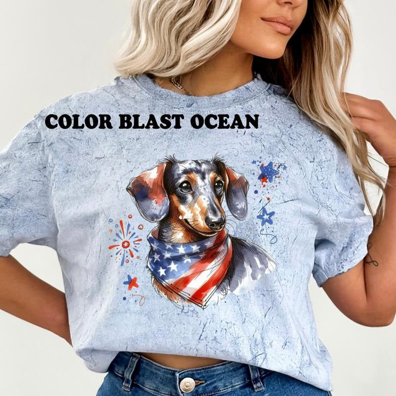 Dachshund Patriotic Dog Shirt ~ Unisex Apparel Relaxed Fit Printed In The USA Clothing Womenswear Casual Comfort Cotton Top Athletic Boho Chic
