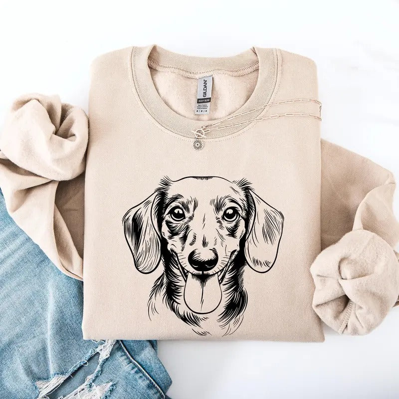 Dachshund, Pet, Dog Breed Sweatshirt, Crew Neck, Women's, Crewneck