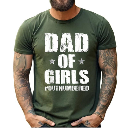 Dad And Daughters Quote Shirt, Father Of Girls T Shirt, Dad Of Girls Outnumbered Tee, Fathers Day Gift From Daughter, Regular Fit Short Sleeve Tee, Crewneck Top graphic