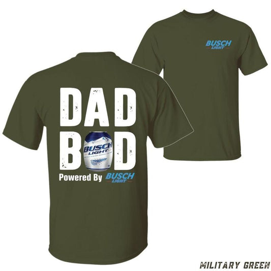 Dad Bod Powered By Busch Light T-shirt - Unisex Casual Tee With Beer Can Design 100% Cotton Fun Bold Black Not Specified - Top Menswear