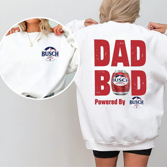 Dad Bod Powered by Busch Light Apple 2-Sided Sweatshirt, Funny Beer Sweater for Men And Women