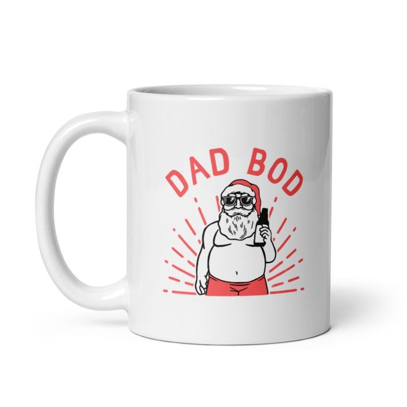 Dad Bod Santa Mug Funny xmas Drinking Santa Claus Novelty Cup-11oz Funny Coffee Mugs Ceramic Printed Drinkware Cup