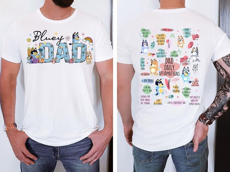 Dad Daily Affirmation Shirt | Bingo Bluey Cartoon Shirt | Bluey Character Sweatshirt| Bluey Family Tee| Bluey Friends Shirt | Bluey Tee| Bluey Shirt | Bluey Dad Shirt | Fathers Day Shirt | Fathers Day gifts