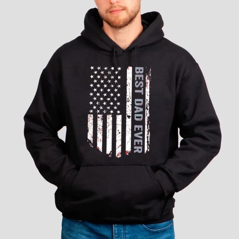 Dad Ever American Flag Sweatshirt, Fathers Day Gift From Daughter, Daddy Hoodie, Firefighter Flag Tee, Unisex Crewneck Pullover Tee, Casual Clothing