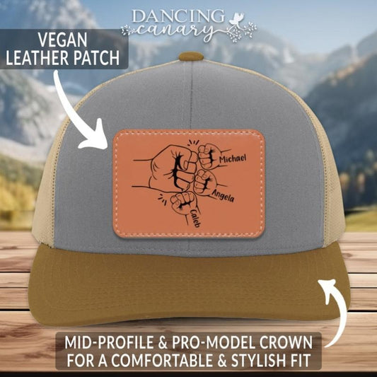 Dad Fist Bump Hat Father's Day Gift from Kids Personalized Dad and Baby Trucker Hat Husband Son Birthday Christmas Present New Dad Gift