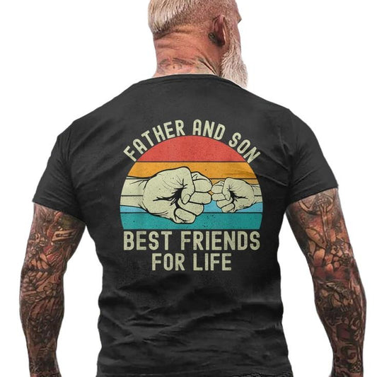Dad Gift For Fathers Day, Father And Son B*st Friends For Life Father's Day Men's T Shirt Back Print, Funny Dad Shirt, Unisex Short Sleeve Tee, Classic Streetwear