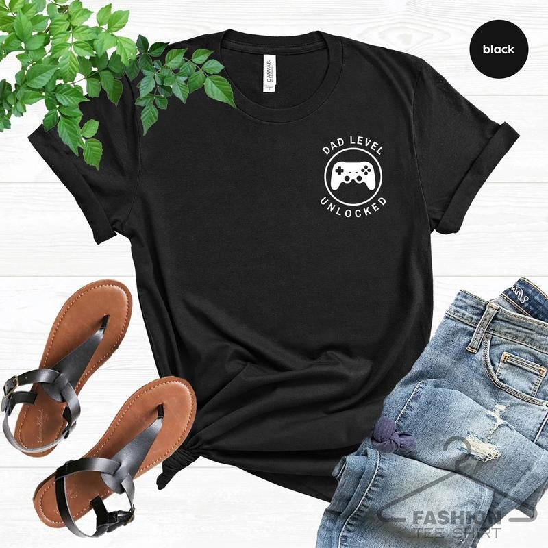 Dad Level Unlocked Shirt, Father's Day Tee Shirt, Gaming Dad Shirt, Expectant Father Shirt, Pregnancy Announcement to Husband Gift,Dad Shirtstyle{n002}2