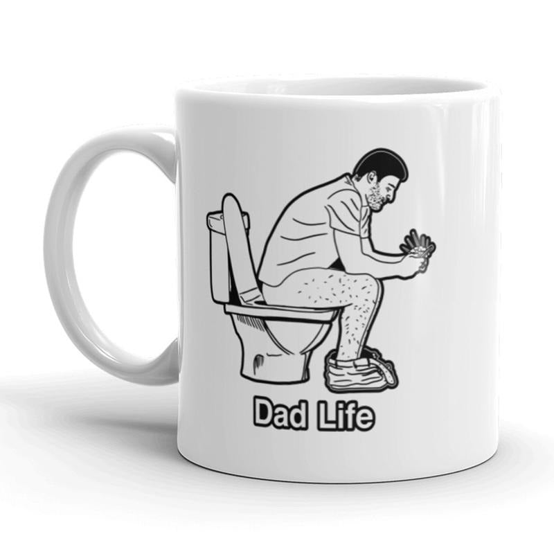 Dad Life Coffee Mug Funny Fathers Day Pooping Ceramic Cup-11oz Funny Coffee Mugs Ceramic Printed Drinkware Cup