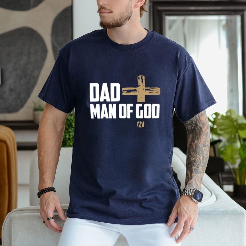 Dad Man of God Shirt Casual Style Crew Neck Short Sleeve T-Shirt Tops Trendy for Unisex, Perfect Gift