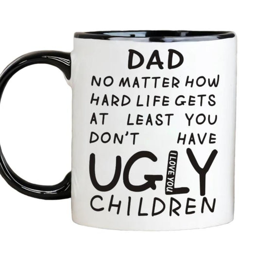 Dad No Matter How Hard Life Gets Mug, Funny Fathers Day Dad Gifts From Daughter Son Wife, Dad-Themed Mug Gift For Daddy Husband Men Him, 11 15oz Ceramic coffee Cup