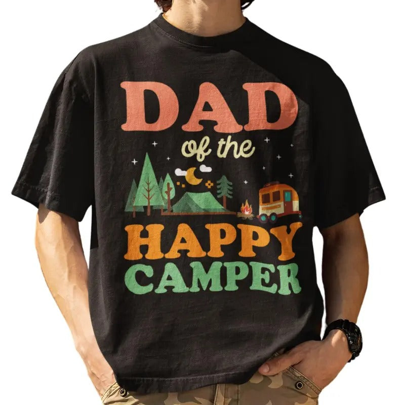 Dad Of The Happy Camper First Birthday Camping Family T-Shirt