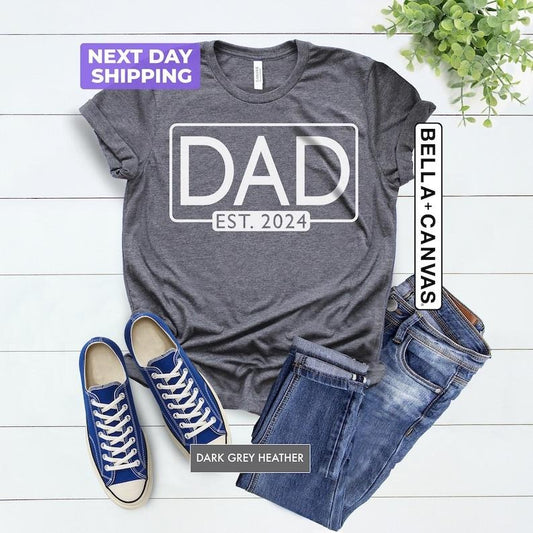Dad T-Shirt, Dad Est 2024 Shirt, New Dad Gift Tee, Pregnancy Announcement For Dad, Gift For Dad, Father's Day Shirt, Cute Dad Gift From Wife