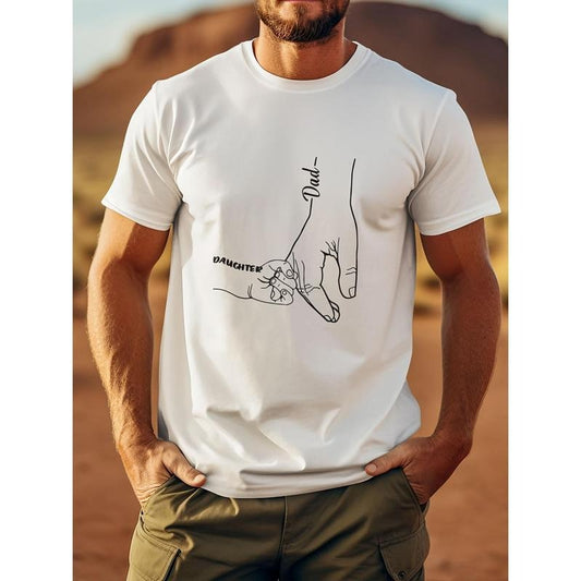 Dad and Daughter - Father's Day Gifts - Men's Front Printed Short-sleeved T-shirt - Comfortable & Breathable Casual Tops for Summer, Spring & Fall Made in USA