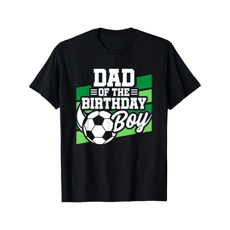 Dad's Soccer-Themed Cotton T-Shirt - Casual, Stretchy & Breathable with Boat Neck - Perfect Gift for Dad on Christmas & Thanksgiving Made in USA