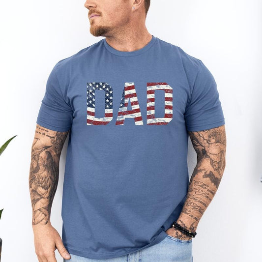 Dad, Patriotic, American Flag, Stars Stripes, Father's Day, Fourth of July, USA, Soft Style T-Shirt, Soft Style Tee, Men's Graphic Tshirt
