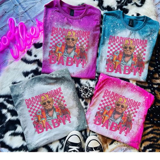 Daddy Is Home Baby Donald Trump T-Shirt Bleached - Gildan - Unisex