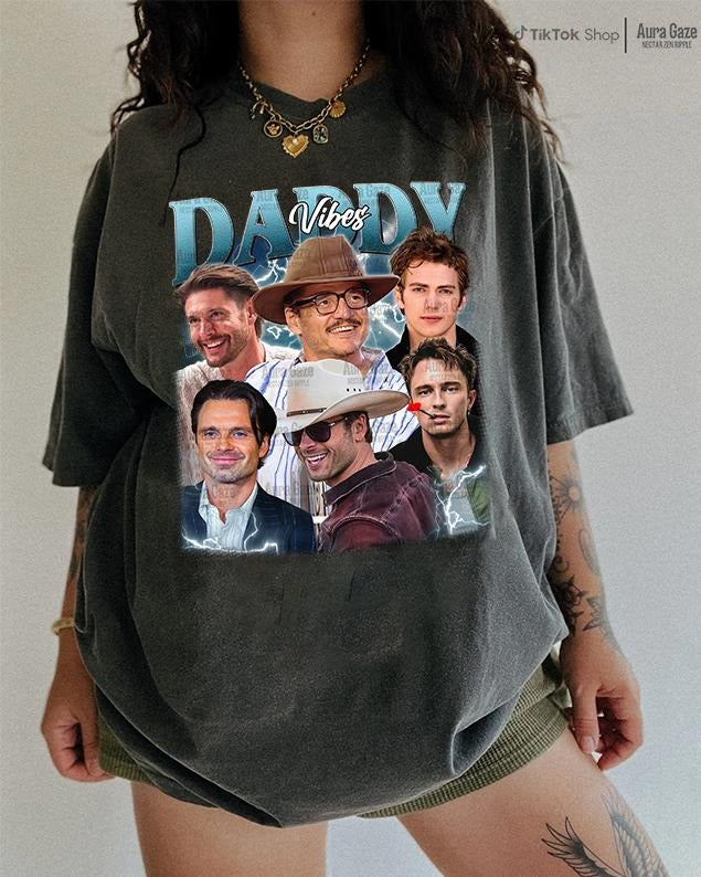 Daddy Vibes Comfort Colors Tshirt, Pedro Pascal, Sebastian Stan, Glen Powell, Jensen Ackles, Hayden Christensen, Drew Starkey Celebrity Crush Shirt