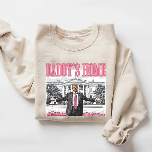 Daddy's Home Sweatshirt, Funny Trump Retro Thanksgiving Sweater Hoodie, Trump 2024 Republican Gift, White House Trump 2024 Hoodie,Political Election Sweatshirt