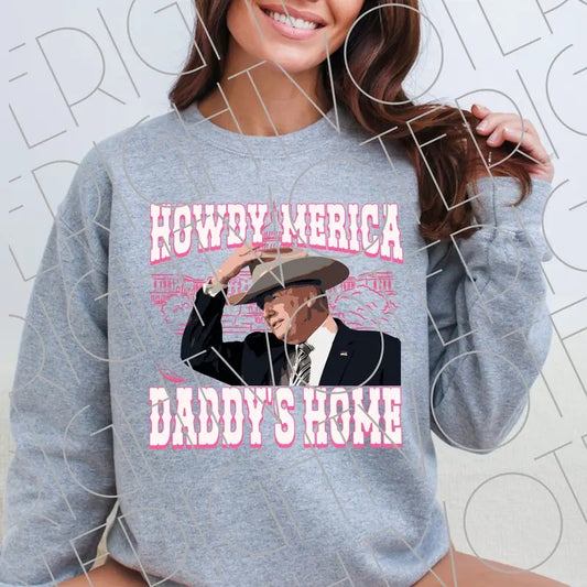 Daddy's Home Trummp, Howdy Merica Country Western Cowboy Pink Trummp Sublimation File For Cowgirl Trummp 2024 Supporters ELKEA