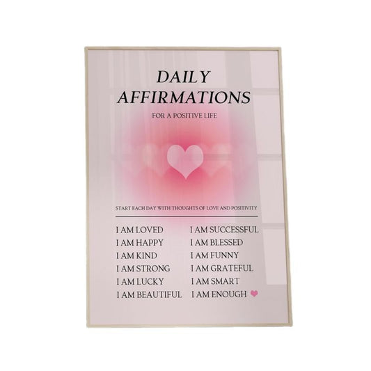 Daily Affirmations Poster, Positive Wall Art, Pink Aura Print, Spiritual Posters, Aesthetic Art Decor, Gifts For Women Her Wall Decor, Poster Prints No Frame, Wall Decoration, Big Wall Decor, Gifts For Birthday