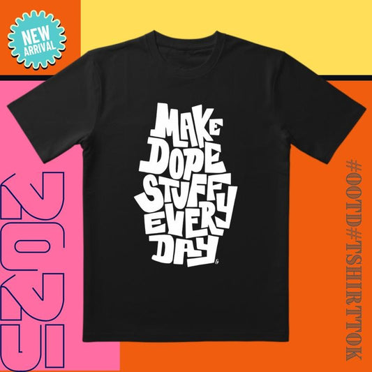 Daily Awesome Outfit |   Black-White Contrast Tee |   'Make Awesome Stuff' Motivational |   Commute & Date Style